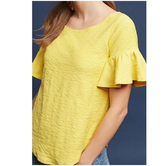Nwt Anthropologie Christel Ruffled Sleeve Top Tee - Picture 2 of 10